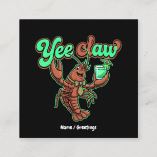 Yee Claw Retro Crawfish Bow Coastal Cocktail  Square Business Card