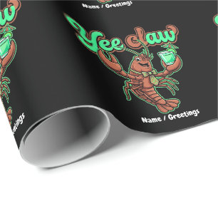 Yee Claw Retro Crawfish Bow Coastal Cocktail Wrapping Paper