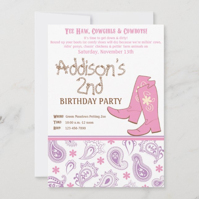 Yee Haw Birthday Party Invitation (Front)