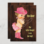Yee-Haw! Blonde Cowgirl Rustic Baby Shower Invitation (Front/Back)