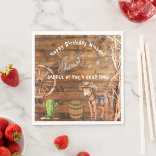 Yee Haw Cowboy Rodeo Saddle Up Paper Plate Napkins