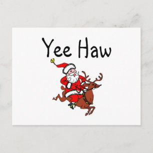Yee Haw Cowboy Santa Claus Holiday Postcard