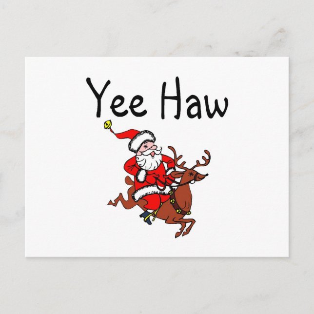 Yee Haw Cowboy Santa Claus Holiday Postcard (Front)