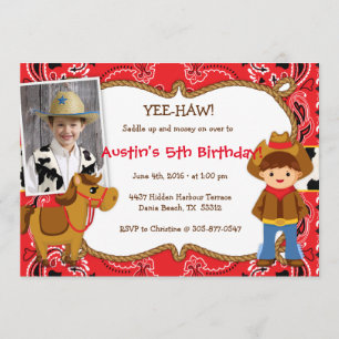YEE-HAW! Cowboy Themed Birthday Party Invitations