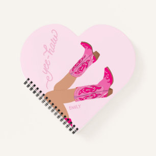 Yee-Haw Cowgirl Boots Custom Name Notebook