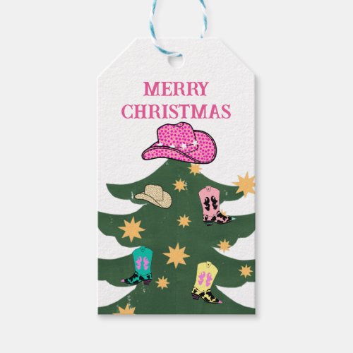 Yee Haw Cowgirl Christmas Festive Rodeo  Gift Tags