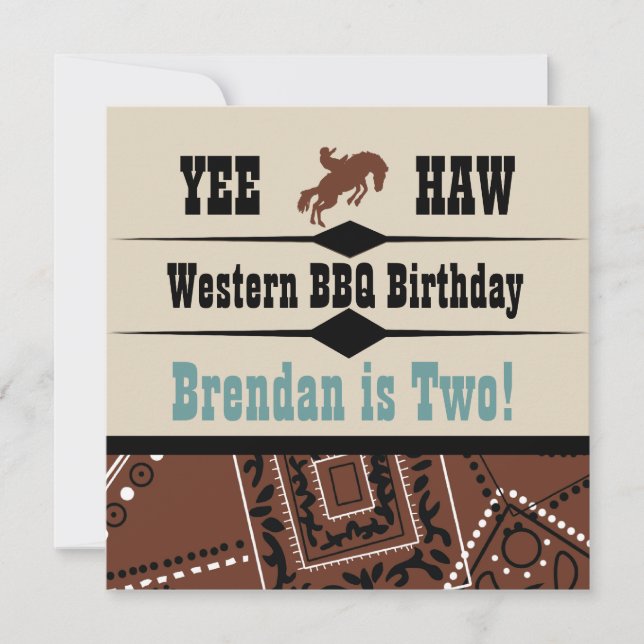 Yee Haw Cowgirl Cowboy Western Birthday Invite (Front)