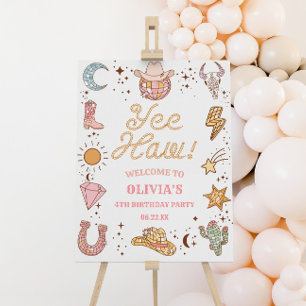 Yee Haw! Cowgirl Rodeo Birthday Party Welcome Sign