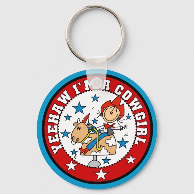 Yee Haw Cowgirl Tshirts and Gifts Keychain (Front)