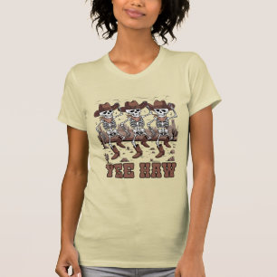 Yee Haw Dancing Skeleton Cowboys Halloween T-Shirt