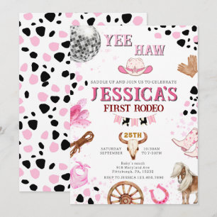 Yee Haw Disco Cowgirl Rodeo Birthday Invitation