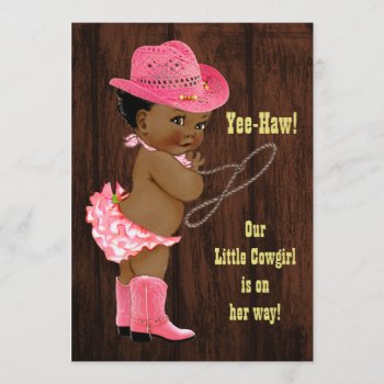 Yee-haw! Ethnic Cowgirl Rustic Baby Shower Invitation by GroovyGraphics at Zazzle