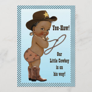 Yee-Haw! Ethnic Little Cowboy Baby Shower Invitation