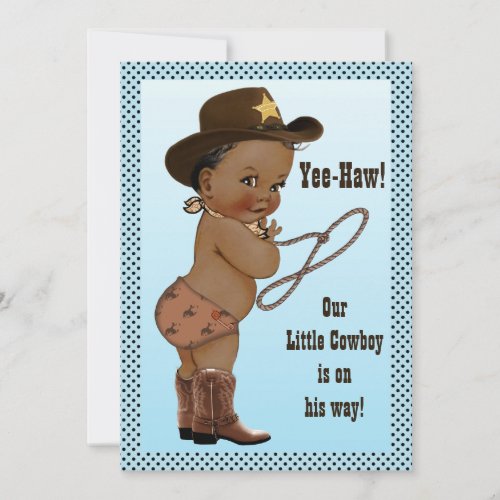 Yee_Haw Ethnic Little Cowboy Baby Shower Invitation