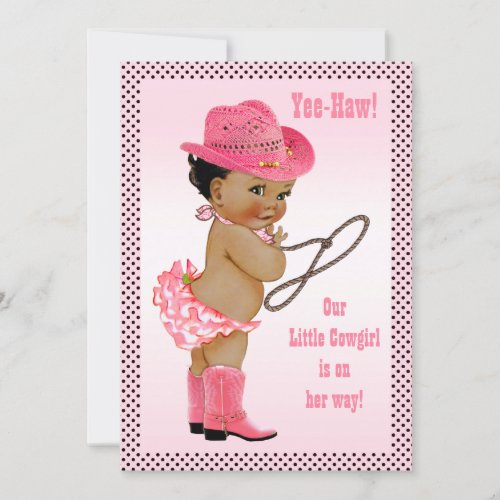 Yee_Haw Ethnic Little Cowgirl Baby Shower Invitation