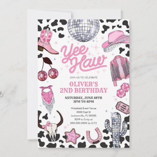 Yee Haw Girl Rodeo Retro Disco Cowgirl Birthday
