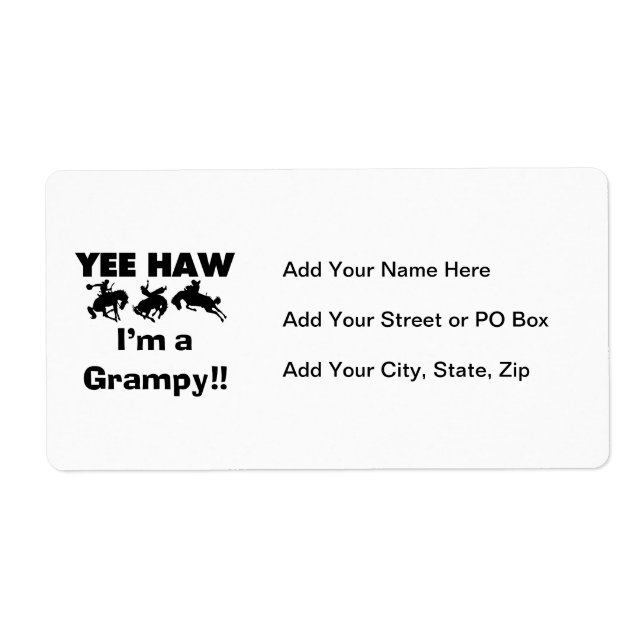 Yee Haw I'm a Grampy T-shirts and Gifts Label (Front)