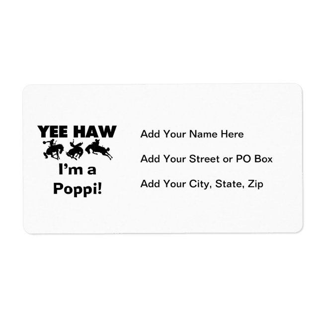 Yee Haw I'm a Poppi T-shirts and Gifts Label (Front)