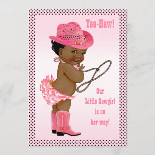 Yee-Haw! Little Ethnic Cowgirl Baby Shower Invitation