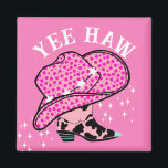 Yee Haw Pink Cowgirl Rodeo Hat Boot Magnet<br><div class="desc">Modern cowboy starry hat and boot magnet</div>