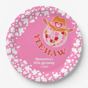 Yee Haw Pink Disco Cowgirl Rodeo Birthday Paper Plates