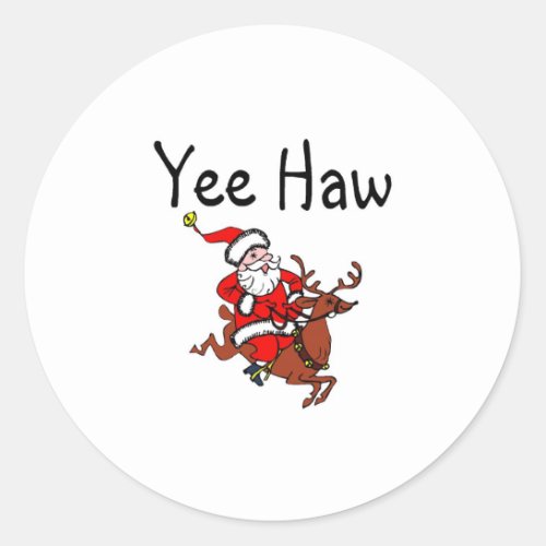 Yee Haw Santa Classic Round Sticker