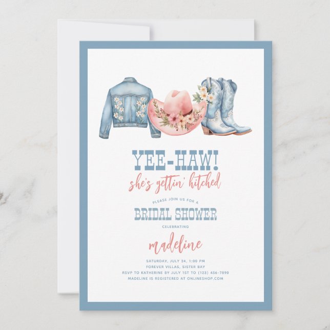 Yee-Haw She's Gettin Hitched Bridal  Invitation (Front)