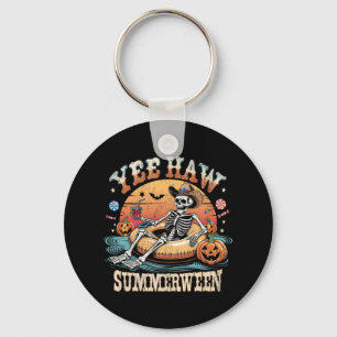 Yee Haw Summerween Cowboy Skeleton Western Hallowe Keychain