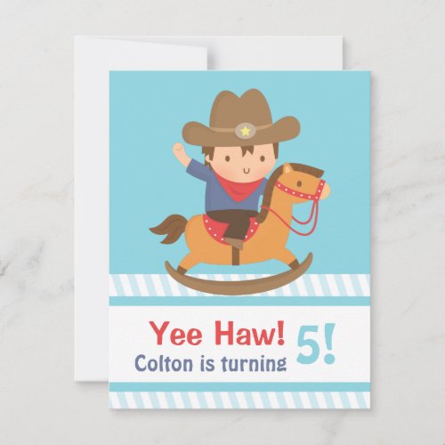 Yee Haw Western Cowboy Kids Birthday Party Invitation