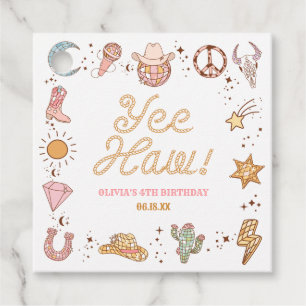 Yee Haw! Western Disco Cowgirl Birthday Party Favor Tags