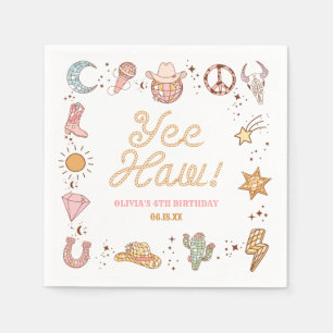 Yee Haw! Western Disco Cowgirl Birthday Party Napkins
