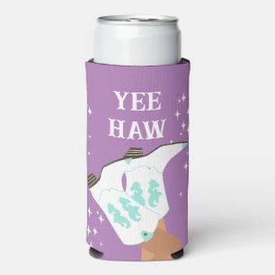 Yee Haw Western Rodeo Cowboy Boots Lilac Seltzer Can Cooler