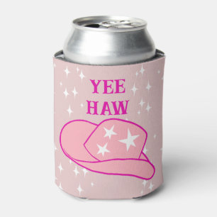 Yee Haw Western Rodeo Cowboy Hat Blush Pink Can Cooler