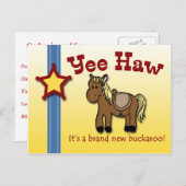 Yee Haw! Western themed baby shower invite (Front/Back)