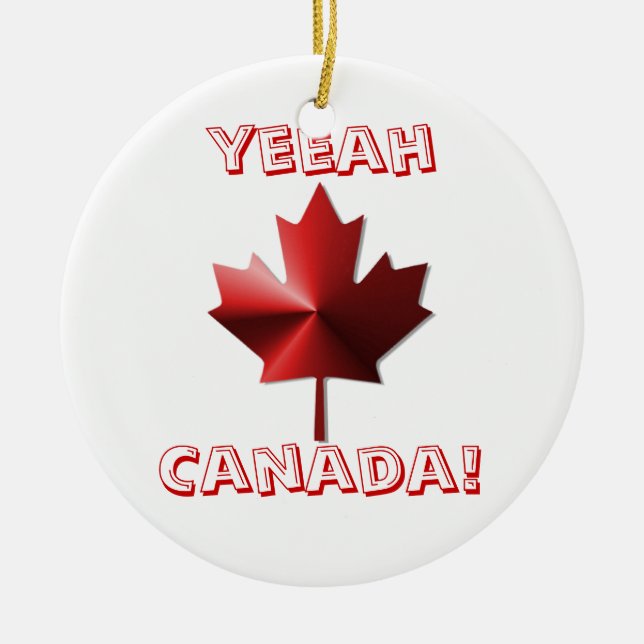 Yeeah Canada Flag Maple Leaf Ornament (Front)