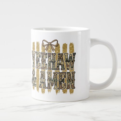 Yeehaw Amen South Western Cowgirl Christian  Giant Coffee Mug