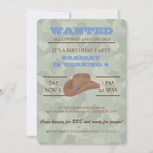 YEEHAW Brown Cowboy Birthday Party Invitation