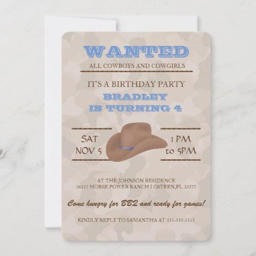 YEEHAW Brown Cowboy Birthday Party Invitation
