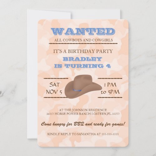YEEHAW Brown Cowboy Birthday Party Invitation