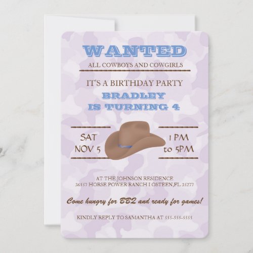 YEEHAW Brown Cowboy Birthday Party Invitation