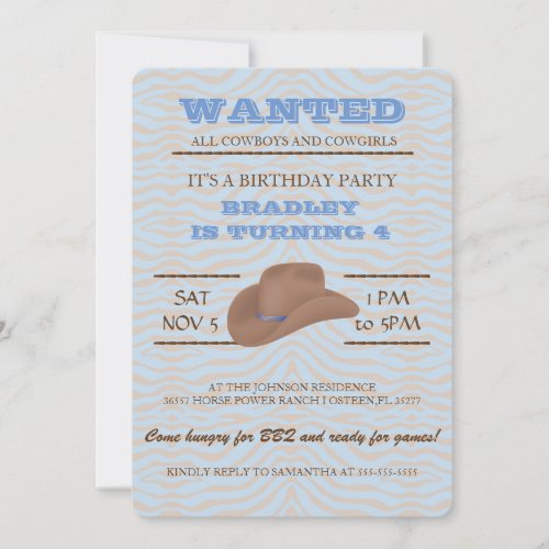 YEEHAW Brown Cowboy Birthday Party Invitation