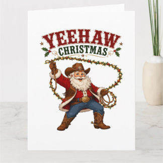 Yeehaw Christmas Cowboy Santa Card