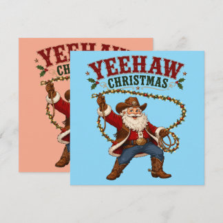 Yeehaw Christmas Cowboy Santa Card