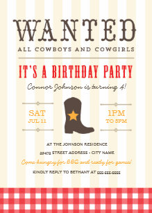 cowboy birthday invitations zazzle