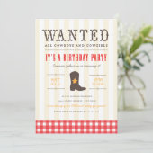 Yeehaw! Cowboy Birthday Party Invitation (Standing Front)