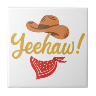 Yeehaw Cowboy Cowgirl Western Country Rodeo Ceramic Tile