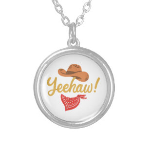 Yeehaw Cowboy Cowgirl Western Country Rodeo Silver Plated Necklace
