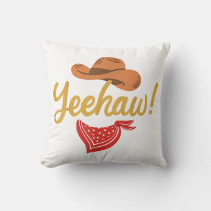 Yeehaw Cowboy Cowgirl Western Country Rodeo Throw Pillow