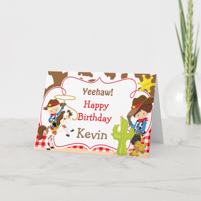 Yeehaw Cowboy Western Birthday Party Card (Front)