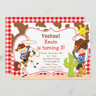 Yeehaw Cowboy Western Birthday Party Invitation